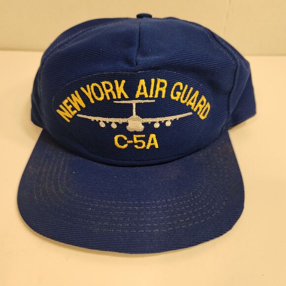 Us cap Other - Air Force New York NY Air Guard C-5A Blue Snapback Trucker Hat Cap Blue Vintage